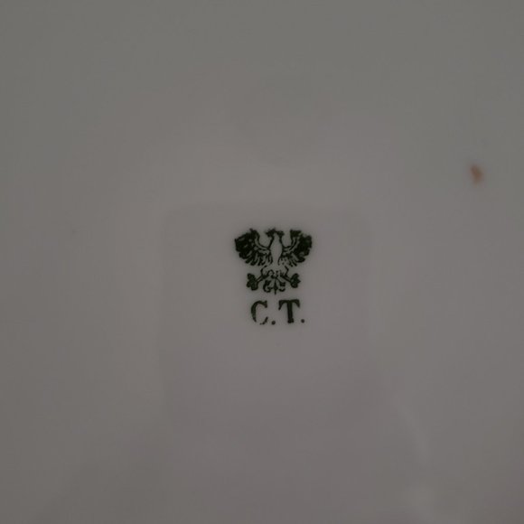 Antique Porcelain Carl Tielsch 10" Plate Green Eagle Mark C.T. Altwasser Germany - Picture 4 of 5